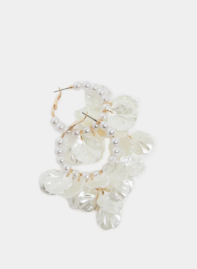 Styli  Pearl and Petal Hoop Earrings for Women | Best Price UAE
